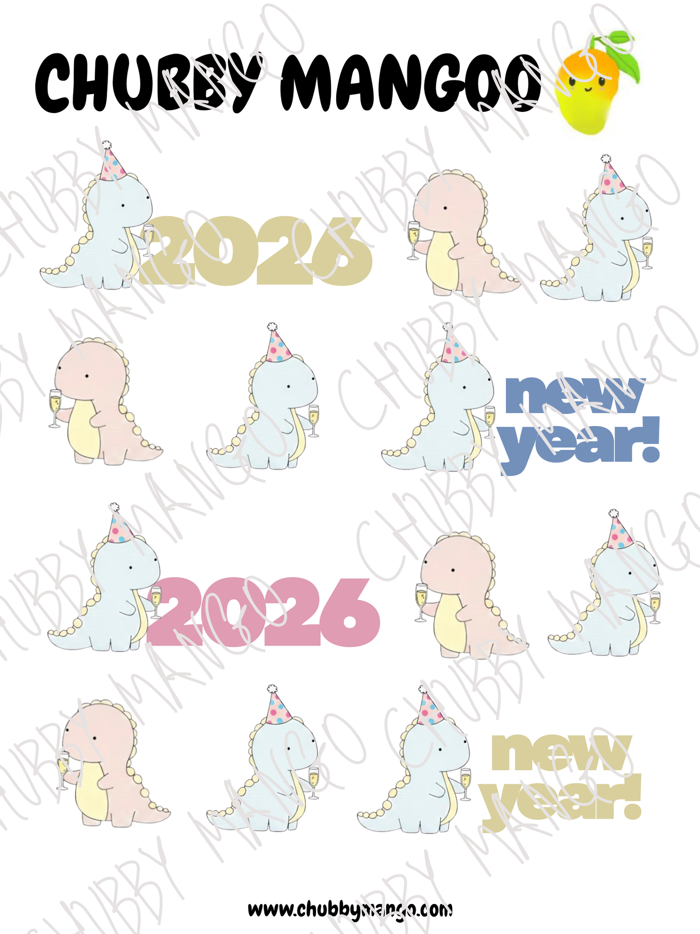 Dino New Year Stickers